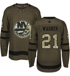 Men's Adidas New York Islanders #21 Chris Wagner Premier Green Salute to Service NHL Jersey