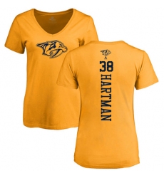 NHL Women's Adidas Nashville Predators #38 Ryan Hartman Gold One Color Backer T-Shirt