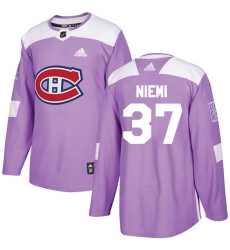 Men's Adidas Montreal Canadiens #37 Antti Niemi Authentic Purple Fights Cancer Practice NHL Jersey