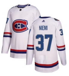 Men's Adidas Montreal Canadiens #37 Antti Niemi Authentic White 2017 100 Classic NHL Jersey