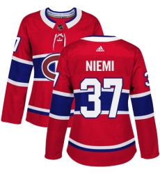 Women's Adidas Montreal Canadiens #37 Antti Niemi Premier Red Home NHL Jersey