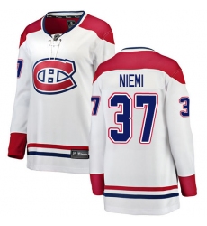 Women's Montreal Canadiens #37 Antti Niemi Authentic White Away Fanatics Branded Breakaway NHL Jersey