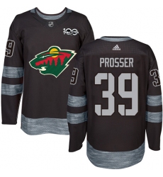 Men's Adidas Minnesota Wild #39 Nate Prosser Premier Black 1917-2017 100th Anniversary NHL Jersey