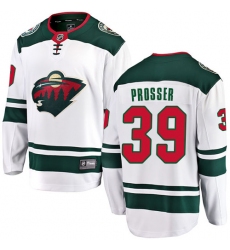 Men's Minnesota Wild #39 Nate Prosser Authentic White Away Fanatics Branded Breakaway NHL Jersey