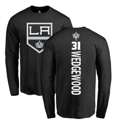 NHL Adidas Los Angeles Kings #31 Scott Wedgewood Black Backer Long Sleeve T-Shirt