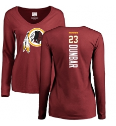 NFL Women's Nike Washington Redskins #23 Quinton Dunbar Maroon Backer Long Sleeve T-Shirt