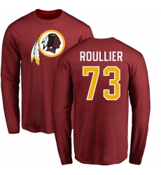 NFL Nike Washington Redskins #73 Chase Roullier Maroon Name & Number Logo Long Sleeve T-Shirt
