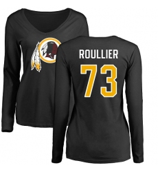 NFL Women's Nike Washington Redskins #73 Chase Roullier Black Name & Number Logo Long Sleeve T-Shirt