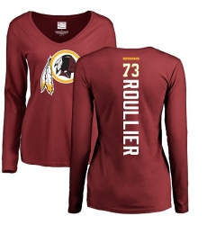 NFL Women's Nike Washington Redskins #73 Chase Roullier Maroon Backer Long Sleeve T-Shirt