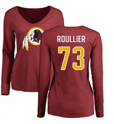 NFL Women's Nike Washington Redskins #73 Chase Roullier Maroon Name & Number Logo Long Sleeve T-Shirt
