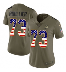 Women's Nike Washington Redskins #73 Chase Roullier Limited Olive USA Flag 2017 Salute to Service NFL Jersey