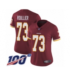 Women's Washington Redskins #73 Chase Roullier Burgundy Red Team Color Vapor Untouchable Limited Player 100th Season Football Jersey