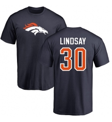 NFL Nike Denver Broncos #30 Phillip Lindsay Navy Blue Name & Number Logo T-Shirt