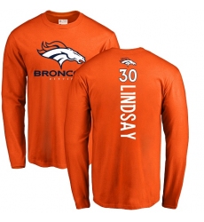NFL Nike Denver Broncos #30 Phillip Lindsay Orange Backer Long Sleeve T-Shirt