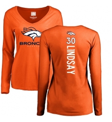 NFL Women's Nike Denver Broncos #30 Phillip Lindsay Orange Backer Long Sleeve T-Shirt