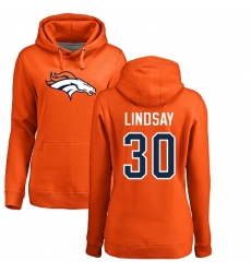 NFL Women's Nike Denver Broncos #30 Phillip Lindsay Orange Name & Number Logo Pullover Hoodie