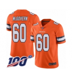 Men's Denver Broncos #60 Connor McGovern Limited Orange Rush Vapor Untouchable 100th Season Football Jersey