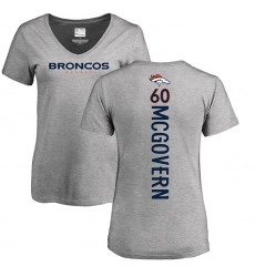 NFL Women's Nike Denver Broncos #60 Connor McGovern Ash Backer V-Neck T-Shirt