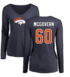 NFL Women's Nike Denver Broncos #60 Connor McGovern Navy Blue Name & Number Logo Long Sleeve T-Shirt