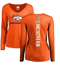 NFL Women's Nike Denver Broncos #60 Connor McGovern Orange Backer Long Sleeve T-Shirt