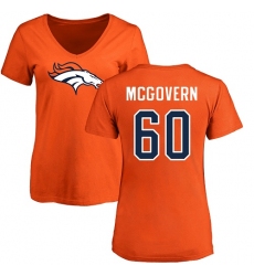 NFL Women's Nike Denver Broncos #60 Connor McGovern Orange Name & Number Logo T-Shirt