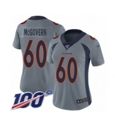 Women's Denver Broncos #60 Connor McGovern Limited Silver Inverted Legend 100th Season Football Jersey