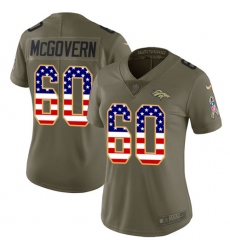 Women's Nike Denver Broncos #60 Connor McGovern Limited Olive USA Flag 2017 Salute to Service NFL Jersey