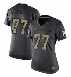 Women Nike Tampa Bay Buccaneers #77 Caleb Benenoch Limited Black 2016 Salute to Service NFL Jersey