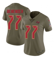 Women Nike Tampa Bay Buccaneers #77 Caleb Benenoch Limited Olive 2017 Salute to Service NFL Jersey