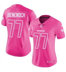 Women Nike Tampa Bay Buccaneers #77 Caleb Benenoch Limited Pink Rush Fashion NFL Jersey