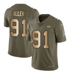 Men Nike Tampa Bay Buccaneers #91 Beau Allen Limited Olive Gold 2017 Salute to Service NFL Jersey