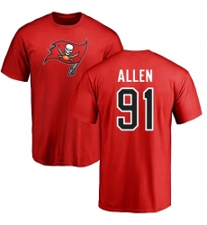 NFL Nike Tampa Bay Buccaneers #91 Beau Allen Red Name & Number Logo T-Shirt