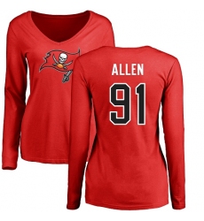 NFL Women's Nike Tampa Bay Buccaneers #91 Beau Allen Red Name & Number Logo Long Sleeve T-Shirt