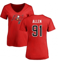 NFL Women's Nike Tampa Bay Buccaneers #91 Beau Allen Red Name & Number Logo T-Shirt