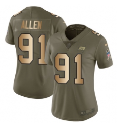 Women Nike Tampa Bay Buccaneers #91 Beau Allen Limited Olive Gold 2017 Salute to Service NFL Jersey