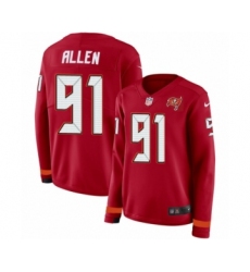 Women's Nike Tampa Bay Buccaneers #91 Beau Allen Limited Red Therma Long Sleeve NFL Jersey