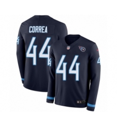 Men's Nike Tennessee Titans #44 Kamalei Correa Limited Navy Blue Therma Long Sleeve NFL Jersey