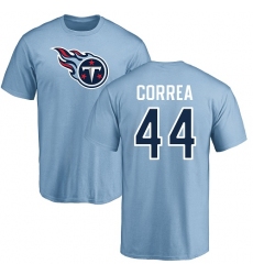 NFL Nike Tennessee Titans #44 Kamalei Correa Light Blue Name & Number Logo T-Shirt