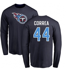 NFL Nike Tennessee Titans #44 Kamalei Correa Navy Blue Name & Number Logo Long Sleeve T-Shirt