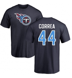 NFL Nike Tennessee Titans #44 Kamalei Correa Navy Blue Name & Number Logo T-Shirt
