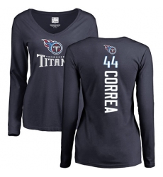 NFL Women's Nike Tennessee Titans #44 Kamalei Correa Navy Blue Backer Long Sleeve T-Shirt