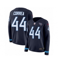 Women's Nike Tennessee Titans #44 Kamalei Correa Limited Navy Blue Therma Long Sleeve NFL Jersey
