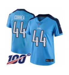 Women's Tennessee Titans #44 Kamalei Correa Limited Light Blue Rush Vapor Untouchable 100th Season Football Jersey