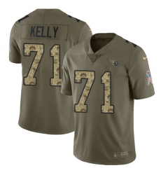 Men Nike Tennessee Titans #71 Dennis Kelly Limited Olive Camo 2017 Salute to Service NFL Jersey