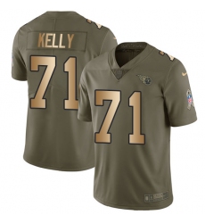 Men Nike Tennessee Titans #71 Dennis Kelly Limited Olive Gold 2017 Salute to Service NFL Jersey