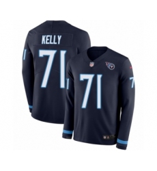 Men's Nike Tennessee Titans #71 Dennis Kelly Limited Navy Blue Therma Long Sleeve NFL Jersey