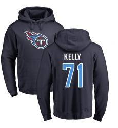 NFL Nike Tennessee Titans #71 Dennis Kelly Navy Blue Name & Number Logo Pullover Hoodie