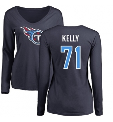 NFL Women's Nike Tennessee Titans #71 Dennis Kelly Navy Blue Name & Number Logo Long Sleeve T-Shirt
