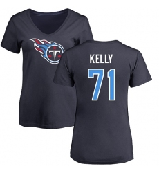 NFL Women's Nike Tennessee Titans #71 Dennis Kelly Navy Blue Name & Number Logo T-Shirt