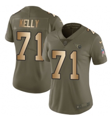 Women Nike Tennessee Titans #71 Dennis Kelly Limited Olive Gold 2017 Salute to Service NFL Jersey